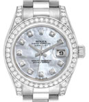 Mid Size 31mm President in White Gold with Diamond Bezel & Lugs on President Bracelet with MOP Diamond Dial