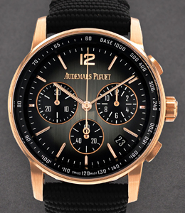Code 11.59 Chronograph Automatic 41mm in Rose Gold on Black Fabric Strap with Smoked Grey Dial