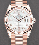 President Day Date in Rose Gold with Fluted Bezel on President Bracelet with MOP Diamond Dial