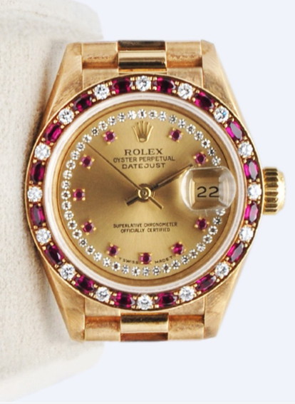 Pre-Owned Rolex President Day-Date 36mm with Custom Ruby and Diamond Bezel