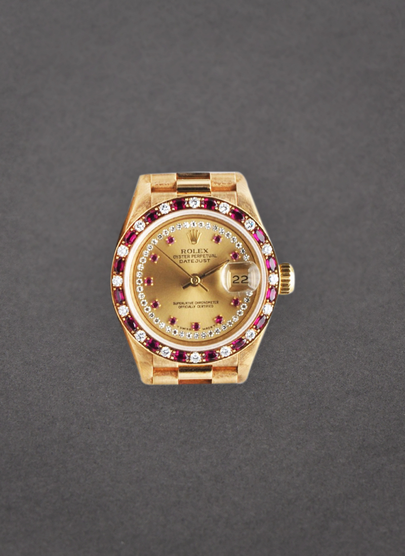 Pre-Owned Rolex President Day-Date 36mm with Custom Ruby and Diamond Bezel