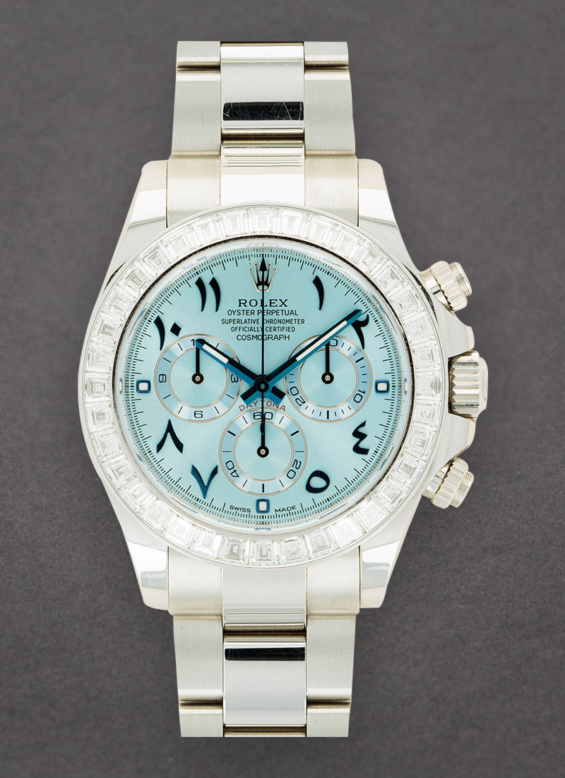 Pre-Owned Rolex Daytona Cosmograph in Platinum with Baguette Diamond Bezel