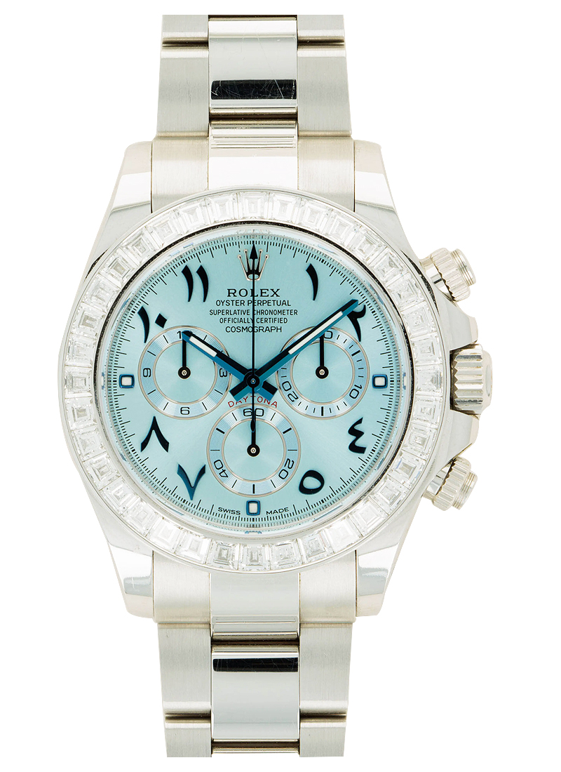 Pre-Owned Rolex Daytona Cosmograph in Platinum with Baguette Diamond Bezel