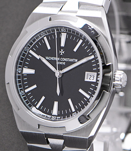 Overseas 41mm Automatic in Steel on Steel Bracelet with Black Dial