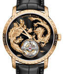 Traditionnelle Tourbillon 41mm in Rose Gold on Black Crocodile Leather Strap with Dragon Enamel Dial