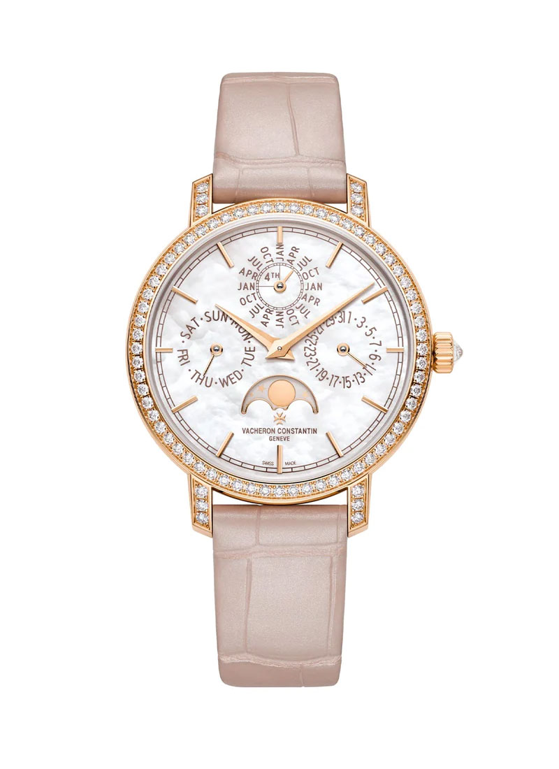 Vacheron Constantin Traditionnelle Perpetual Calendar 36.5mm Ultra Thin in Rose Gold with Diamond Bezel