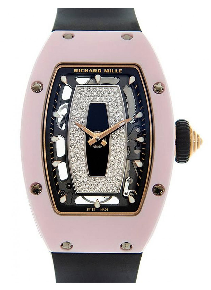 Richard Mille RM 07-01 Automatic in White Ceramic & Rose Gold wih Diamonds