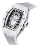 RM037 Automatic in White Ceramic & White Gold on White Rubber Strap with MOP Diamond Dial