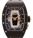 RM037 Automatic in Black Ceramic & Rose Gold on Black Rubber Strap with Black Diamond Dial