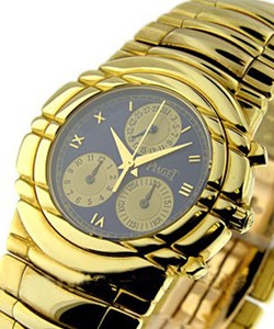 Tanagra Chronograph in Yellow Gold on Bracelet with Blue Dial