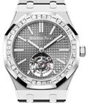 Royal Oak Flying Tourbillon 41mm in White Gold with Baguette Diamond Bezel on White Gold Bracelet with Grey Dial