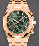Royal Oak Automatic Chronograph in Rose Gold on Rose Gold Bracelet with Green Dial