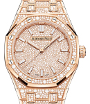 Royal Oak Automatci 34mm in Rose Gold with Pave Diamond Case on Rose Gold Pave Diamond Bracelet with Pave Diamond Dial