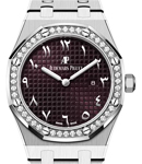Royal Oak Quartz 33mm in White Gold with Diamond Bezel On White Gold Bracelet with Purple Arabic Dial