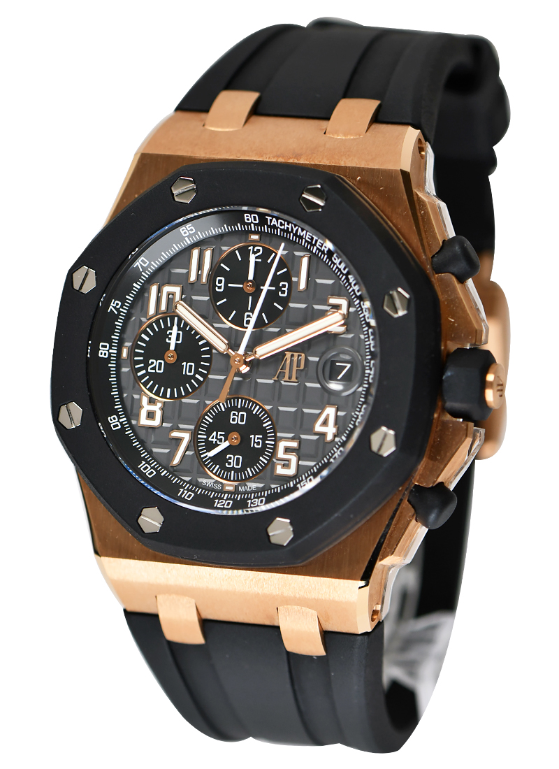 Royal Oak Offshore 42mm Rose Gold Rubber Clad on Black Rubber Strap with Anthracite Grey Dial