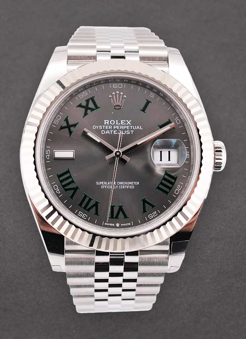 Pre-Owned Rolex Datejust 41mm in Steel with White Gold Fluted Bezel