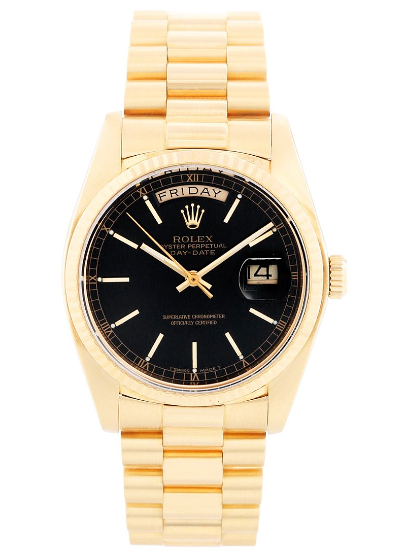 Pre-Owned Rolex Day-Date 36mm in Yellow Gold with Fluted Bezel