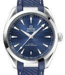 Seamaster Aqua Terra 150M Master Chronometer 41mm in Steel on Blue Rubber Strap with Blue Stick Dial