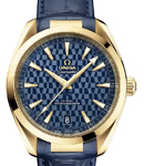 Seamaster Aqua terra 150M Master Chronometer 41mm Automatic in Yellow Gold On Blue Crocodile Leather Strap with Blue Dial
