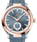 Seamaster Aqua Terra 150M Small Second 41mm in Steel with Rose Gold Bezel on Blue Rubber Strap with Blue Dial - Rose Gold Markers