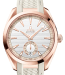 Seamaster Aqua Terra 150M Small Second 41mm in Rose Gold on Beige Rubber Strap with Silver Dial - Rose Gold Markers