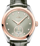 Seamaster Aqua Terra 150M Small Seconds 38mm in Steel with Rose Gold Bezel on Grey Crocodile Leather Strap with Green Diamond Dial