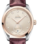 Seamaster Aqua Terra 150M Small Seconds 38mm in Steel with Rose Gold Bezel on Burgundy Crocodile Leather Strap with Linen Dial