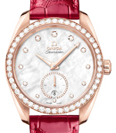 Seamaster Aqua Terra 150M Small Seconds 38mm in Rose Gold with Diamond Bezel on Red Crocodile Leather Strap with MOP Diamond Dial