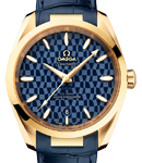 Seamaster Aqua terra 150M Ladies 38mm Automatic in Yellow Gold On Blue Crocodile Leather Strap with Blue Dial