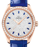 Seamaster Aqua terra 150M Ladies 38mm Automatic in Rose Gold with Diamond Bezel On Blue Crocodile Leather Strap with Pave Diamond Dial