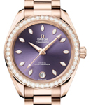 Seamaster Aqua Terra 150M Shades 34mm Automatic in Rose Gold with Diamond Bezel on Rose Gold Bracelet with Lavender Dial