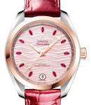 Seamaster Aqua Terra 150M Shades 34mm Automatic in Steel with Rose Gold Bezel on Red Crocodile Leather Strap with Pink Dial - Ruby Markers