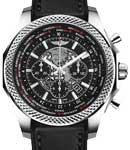 Bentley B05 Unitime Chronograph 49mm in Steel on Black Calfskin Leather Strap with Black Dial