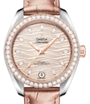 Seamaster Aqua Terra 150M Shades 34mm Automatic in Steel with Rose Gold Diamond Bezel on Beige Crocodile Leather Strap with Pink Dial - Diamond Markers