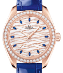 Seamaster Aqua Terra 150M Shades 34mm Automatic in Rose Gold with Diamond Bezel on Blue Crocodile Leather Strap with White Diamond Dial - Sapphire Markers