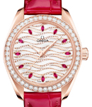 Seamaster Aqua Terra 150M Shades 34mm Automatic in Rose Gold with Diamond Bezel on Blue Crocodile Leather Strap with White Diamond Dial - Ruby Markers