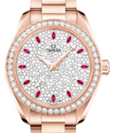 Seamaster Aqua Terra 150M Shades 34mm Automatic in Rose Gold with Diamond Bezel on Rose Gold Bracelet with Pave Diamond Dial - Ruby Markers