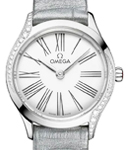 Deville Tresor 26mm in Steel with 2 Curving Rows of Diamond On Grey Crocodile Leather Strap with White Dial