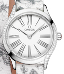Deville Tresor 26mm in Steel with 2 Curving Rows of Diamond On Fabric Black Butterfly Printed Strap with White Dial