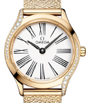 Deville Tresor 26mm in Yellow Gold with 2 Curving Rows of Diamond On Yellow Gold Bracelet with White Dial