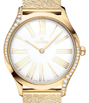 Deville Tresor 36mm in Yellow Gold with 2 Curving Rows of Diamond On Yellow Gold Bracelet with White Dial