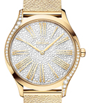 Deville Tresor 36mm in Yellow Gold with 2 Curving Rows of Diamond On Yellow Gold Bracelet with Pave Diamond Dial