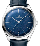 Deville Tresor 40mm in Steel On Blue Crocodile Leather Strap with Blue Dial