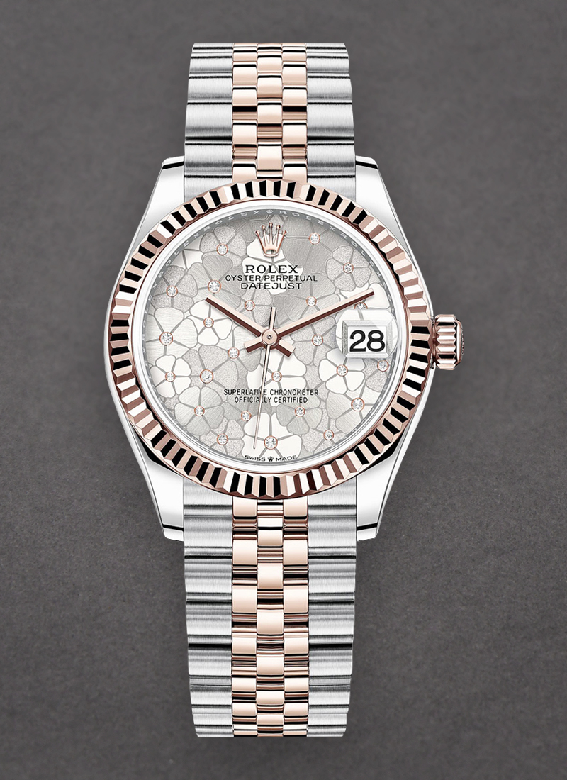 Rolex Unworn Midsize Datejust 31mm in Steel with Rose Gold Fluted Bezel