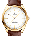Deville Tresor 40mm in Yellow Gold On Brown Crocodile Leather Strap with White Dial
