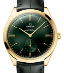 Deville Tresor Small Seconds 40mm in Yellow Gold On Green Crocodile Leather Strap with Green Dial
