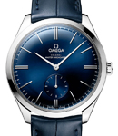 Deville Tresor Small Seconds 40mm in Steel On Blue Crocodile Leather Strap with Blue Dial