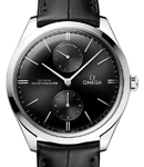Deville Tresor Small Seconds 40mm in Steel On Black Crocodile Leather Strap with Black Dial