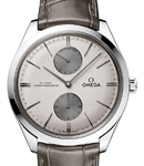 Deville Tresor Small Seconds 40mm in Steel On Grey Crocodile Leather Strap with Silver Dial