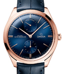 Deville Tresor Small Seconds 40mm in Rose Gold On Blue Crocodile Leather Strap with Blue  Dial